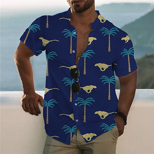 Men's Shirt Graphic Shirt Animal Leopard Coconut Tree Stand Collar Blue 3D Print Outdoor Casual Short Sleeve Button-Down Print Clothing Apparel Fashion Designer Casual Comfortable / Sports
Men's Shirt Graphic Shirt Animal Leopard Coconut Tree Stand Collar Blue 3D Print Outdoor Casual Short Sleeve Button-Down Print Clothing Apparel Fashion Designer Casual Comfortable / Sports