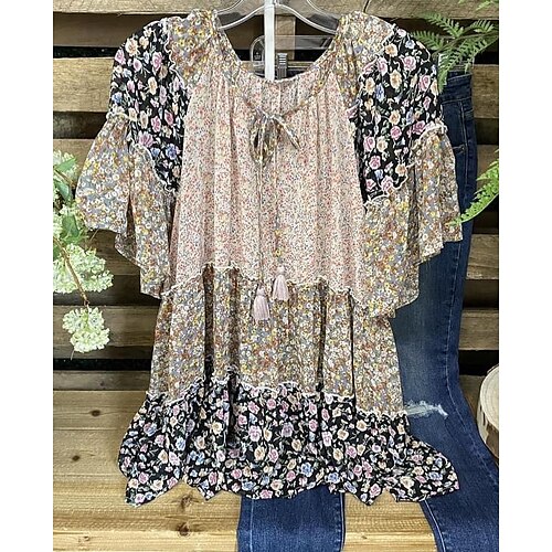 Women's Plus Size Tops Blouse Shirt Floral Layered Bow Short Sleeve V Neck Hawaiian Daily Weekend Cotton Spring Summer Rainbow
Women's Plus Size Tops Blouse Shirt Floral Layered Bow Short Sleeve V Neck Hawaiian Daily Weekend Cotton Spring Summer Rainbow