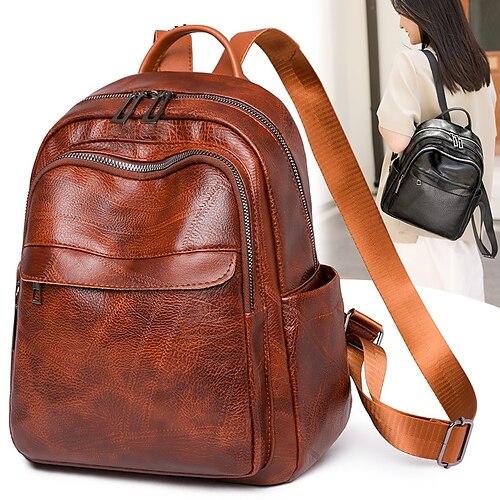 Women's School Bag Bookbag Mini Backpack PU Leather Solid Color Adjustable Breathable Zipper School Daily Black Wine Light Brown
Women's School Bag Bookbag Mini Backpack PU Leather Solid Color Adjustable Breathable Zipper School Daily Black Wine Light Brown
