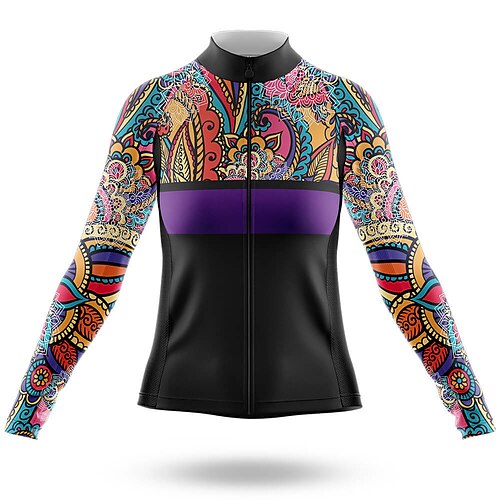 21Grams Women's Cycling Jersey Long Sleeve Bike Top with 3 Rear Pockets Mountain Bike MTB Road Bike Cycling Breathable Quick Dry Moisture Wicking Reflective Strips Black Floral Botanical Polyester
21Grams Women's Cycling Jersey Long Sleeve Bike Top with 3 Rear Pockets Mountain Bike MTB Road Bike Cycling Breathable Quick Dry Moisture Wicking Reflective Strips Black Floral Botanical Polyester