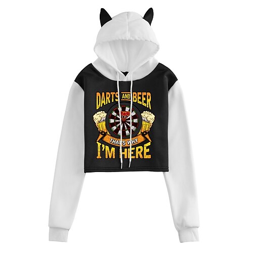 Women's Cropped Hoodie Text Oktoberfest Beer Beer Cat Ear Print Daily Sports Hot Stamping Active Streetwear Hoodies Sweatshirts Black And White White Black
Women's Cropped Hoodie Text Oktoberfest Beer Beer Cat Ear Print Daily Sports Hot Stamping Active Streetwear Hoodies Sweatshirts Black And White White Black