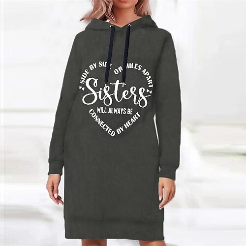Women's Shift Dress Short Mini Dress Blue Gray Brown Long Sleeve Fall Heart Letter Print Fall Spring Hooded Casual 2022 S M L XL XXL 3XL
Women's Shift Dress Short Mini Dress Blue Gray Brown Long Sleeve Fall Heart Letter Print Fall Spring Hooded Casual 2022 S M L XL XXL 3XL