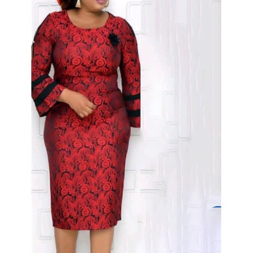 Women's Plus Size Work Dress Print V Neck Bow 3/4 Length Sleeve Fall Winter Work Knee Length Dress Daily Vacation Dress
Women's Plus Size Work Dress Print V Neck Bow 3/4 Length Sleeve Fall Winter Work Knee Length Dress Daily Vacation Dress