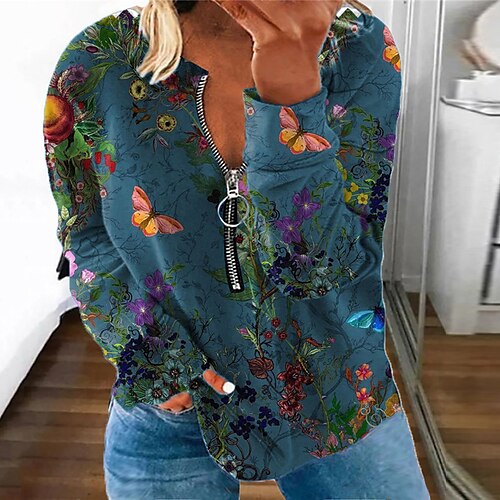 Women's Plus Size Tops Pullover Sweatshirt Floral Butterfly Zipper Print Long Sleeve Round Neck Streetwear Daily Vacation Polyester Fall Spring Green Blue
Women's Plus Size Tops Pullover Sweatshirt Floral Butterfly Zipper Print Long Sleeve Round Neck Streetwear Daily Vacation Polyester Fall Spring Green Blue