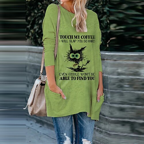 Women's Shift Dress Short Mini Dress Green Long Sleeve Cat Letter Animal Pocket Print Fall Spring Crew Neck Casual Vacation 2022 S M L XL XXL 3XL
Women's Shift Dress Short Mini Dress Green Long Sleeve Cat Letter Animal Pocket Print Fall Spring Crew Neck Casual Vacation 2022 S M L XL XXL 3XL