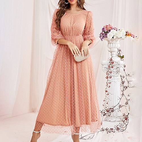Women's A Line Dress Maxi long Dress Orange 3/4 Length Sleeve Polka Dot Mesh Print Spring Summer Crew Neck Stylish Elegant Mature 2022 S M L XL
Women's A Line Dress Maxi long Dress Orange 3/4 Length Sleeve Polka Dot Mesh Print Spring Summer Crew Neck Stylish Elegant Mature 2022 S M L XL