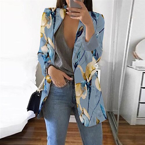Women's Blazer Office Street Work Spring Fall Regular Coat Regular Fit Breathable Stylish Formal Style Modern Style Jacket Long Sleeve Floral with Pockets Print Blue
Women's Blazer Office Street Work Spring Fall Regular Coat Regular Fit Breathable Stylish Formal Style Modern Style Jacket Long Sleeve Floral with Pockets Print Blue