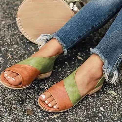 Women's Sandals Daily Plus Size Summer Flat Heel Round Toe Open Toe Casual PU Leather Loafer Color Block Green Khaki Blue
Women's Sandals Daily Plus Size Summer Flat Heel Round Toe Open Toe Casual PU Leather Loafer Color Block Green Khaki Blue
