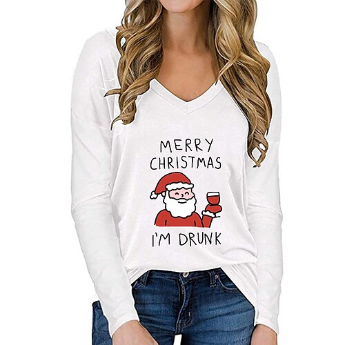 Women's Blouse Santa Claus Casual Daily Plus Size Blouse Long Sleeve Patchwork V Neck Casual Christmas White Black Blue S
Women's Blouse Santa Claus Casual Daily Plus Size Blouse Long Sleeve Patchwork V Neck Casual Christmas White Black Blue S