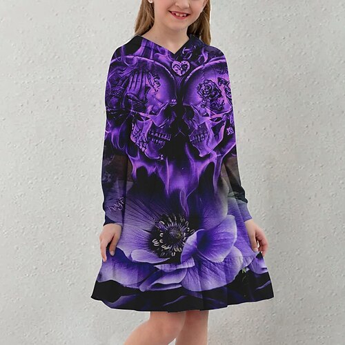 Kids Little Girls' Dress Floral Skull A Line Dress Daily Holiday Vacation Ruffle Print Purple Above Knee Long Sleeve Casual Cute Sweet Dresses Fall Spring Regular Fit 3-12 Years
Kids Little Girls' Dress Floral Skull A Line Dress Daily Holiday Vacation Ruffle Print Purple Above Knee Long Sleeve Casual Cute Sweet Dresses Fall Spring Regular Fit 3-12 Years