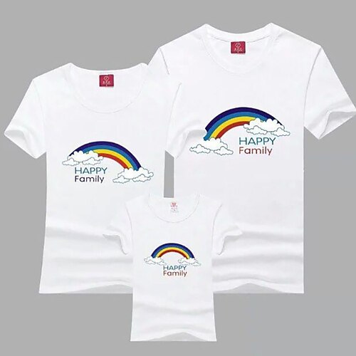 Family Look T shirt Rainbow Letter Street Print White Short Sleeve Active Matching Outfits
Family Look T shirt Rainbow Letter Street Print White Short Sleeve Active Matching Outfits
