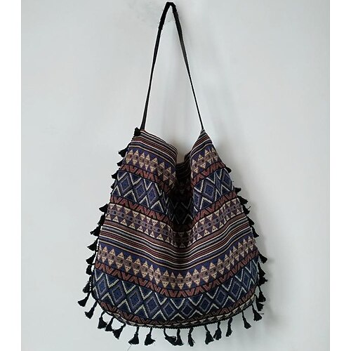 Work Bag Tote Polyester Linen Tassel Vintage Daily Brown stripes blue stripes Green diamond
Work Bag Tote Polyester Linen Tassel Vintage Daily Brown stripes blue stripes Green diamond