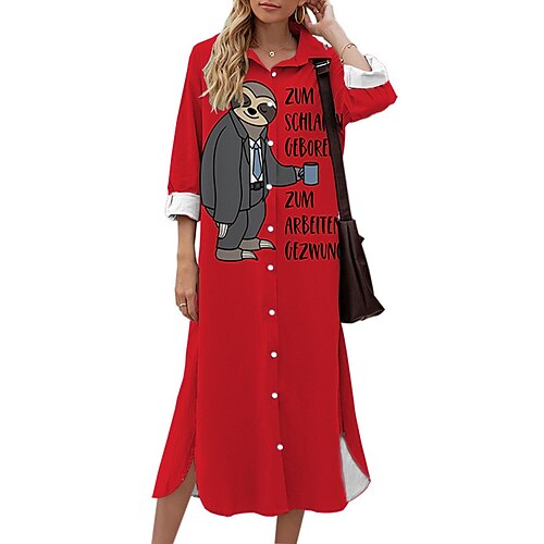 Women's Shift Dress Midi Dress Gray Red 3/4 Length Sleeve Letter Animal Button Print Fall Spring Shirt Collar Casual Fashion 2022 S M L XL XXL 3XL
Women's Shift Dress Midi Dress Gray Red 3/4 Length Sleeve Letter Animal Button Print Fall Spring Shirt Collar Casual Fashion 2022 S M L XL XXL 3XL
