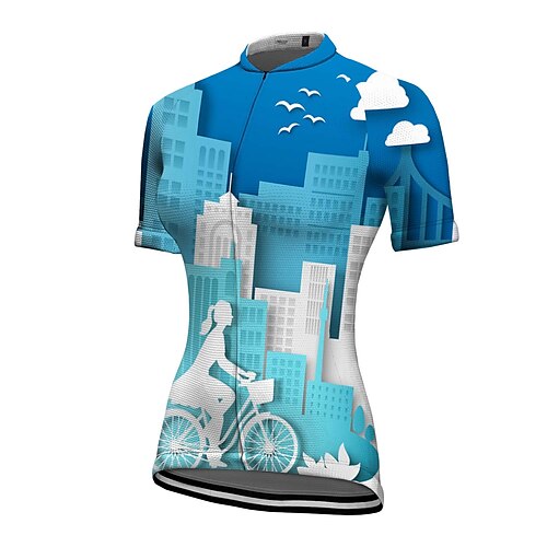 21Grams Women's Cycling Jersey Short Sleeve Bike Top with 3 Rear Pockets Mountain Bike MTB Road Bike Cycling Breathable Quick Dry Moisture Wicking Reflective Strips Blue Graphic Polyester Spandex
21Grams Women's Cycling Jersey Short Sleeve Bike Top with 3 Rear Pockets Mountain Bike MTB Road Bike Cycling Breathable Quick Dry Moisture Wicking Reflective Strips Blue Graphic Polyester Spandex