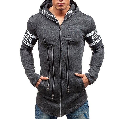Men's Full Zip Hoodie Jacket Graphic Patterned Letter Zipper Pocket Daily Holiday Going out Other Prints Casual Streetwear Hoodies Sweatshirts Black Light gray Dark Gray
Men's Full Zip Hoodie Jacket Graphic Patterned Letter Zipper Pocket Daily Holiday Going out Other Prints Casual Streetwear Hoodies Sweatshirts Black Light gray Dark Gray