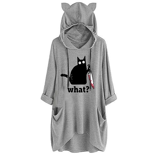 Women's Shift Dress Short Mini Dress Gray Long Sleeve Cat Letter Animal Pocket Print Fall Spring Hooded Casual 2022 S M L XL XXL 3XL
Women's Shift Dress Short Mini Dress Gray Long Sleeve Cat Letter Animal Pocket Print Fall Spring Hooded Casual 2022 S M L XL XXL 3XL