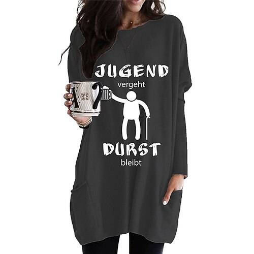 Women's Shift Dress Short Mini Dress Dark Gray Long Sleeve Letter Pocket Print Fall Spring Crew Neck Casual Vacation 2022 S M L XL XXL 3XL
Women's Shift Dress Short Mini Dress Dark Gray Long Sleeve Letter Pocket Print Fall Spring Crew Neck Casual Vacation 2022 S M L XL XXL 3XL