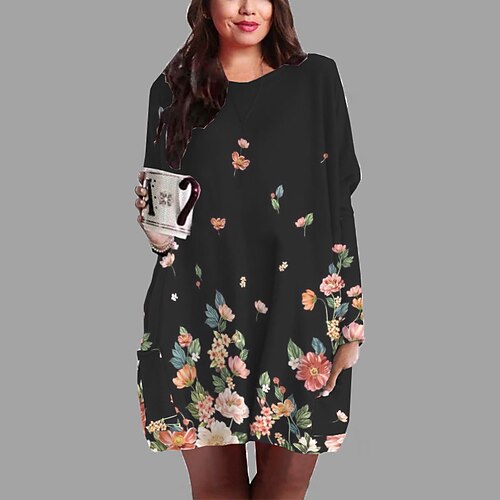 Women's Plus Size Casual Dress Floral Crew Neck Print Long Sleeve Fall Winter Casual Short Mini Dress Causal Daily Dress
Women's Plus Size Casual Dress Floral Crew Neck Print Long Sleeve Fall Winter Casual Short Mini Dress Causal Daily Dress