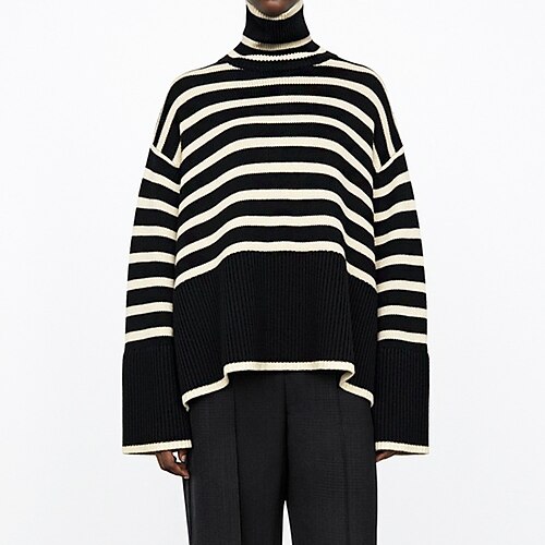 Dame Jumper Strikke Delt Strikket Stripet Rullekrage Stilfull Fritid Hjem Daglig Vinter Høst Hvit / Svart Beige S M L / Langermet / Genser / Ferie / Normal
Dame Jumper Strikke Delt Strikket Stripet Rullekrage Stilfull Fritid Hjem Daglig Vinter Høst Hvit / Svart Beige S M L / Langermet / Genser / Ferie / Normal