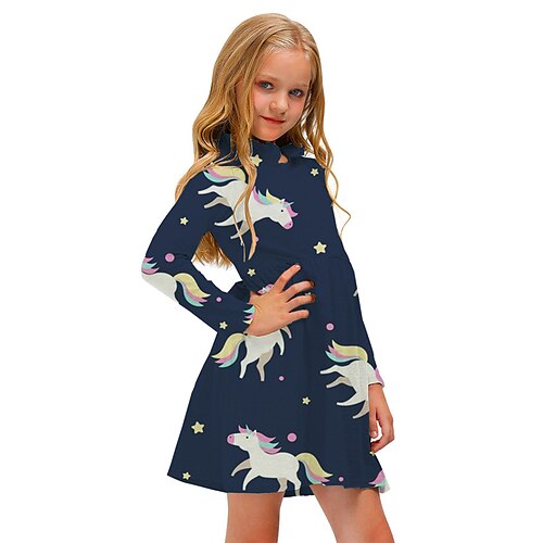 Kids Little Girls' Dress Unicorn Animal A Line Dress Daily Holiday Vacation Print Navy Blue Above Knee Long Sleeve Casual Cute Sweet Dresses Fall Spring Regular Fit 3-12 Years
Kids Little Girls' Dress Unicorn Animal A Line Dress Daily Holiday Vacation Print Navy Blue Above Knee Long Sleeve Casual Cute Sweet Dresses Fall Spring Regular Fit 3-12 Years