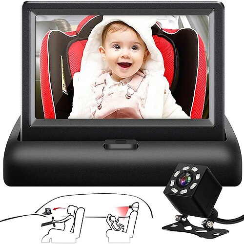 

Baby Car Mirror Shybaby 1080P Baby Car Camera Monitor 4.3'' HD Wide View Car Seat Mirror Camera with Night Vision Function to Observe Baby's Every Movement While Driving
