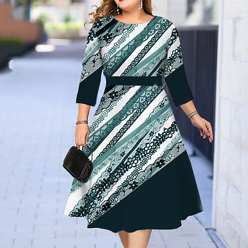 Women's Plus Size Holiday Dress Floral Crew Neck Print 3/4 Length Sleeve Fall Spring Work Midi Dress Daily Vacation Dress
Women's Plus Size Holiday Dress Floral Crew Neck Print 3/4 Length Sleeve Fall Spring Work Midi Dress Daily Vacation Dress