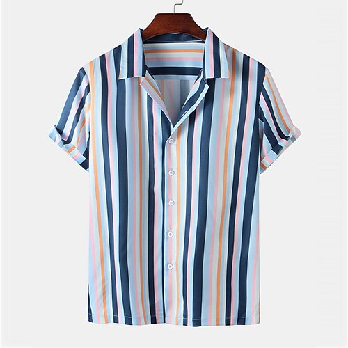 Men's Shirt 3D Print Striped Turndown Street Casual Button-Down Print Short Sleeves Tops Designer Casual Fashion Breathable Blue / Summer / Spring / Summer
Men's Shirt 3D Print Striped Turndown Street Casual Button-Down Print Short Sleeves Tops Designer Casual Fashion Breathable Blue / Summer / Spring / Summer