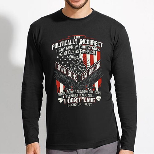 Men's Unisex T shirt Tee Hot Stamping American Flag Weapon Letter V Neck Street Casual Print Long Sleeve Tops Designer Simple Basic Casual Black Navy Blue
Men's Unisex T shirt Tee Hot Stamping American Flag Weapon Letter V Neck Street Casual Print Long Sleeve Tops Designer Simple Basic Casual Black Navy Blue