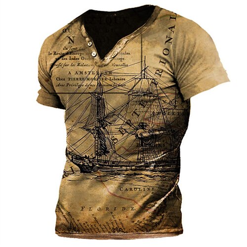 Men's T shirt Tee Henley Shirt Tee Graphic Rudder V Neck Brown 3D Print Plus Size Outdoor Daily Short Sleeve Button-Down Print Clothing Apparel Basic Designer Casual Classic / Summer / Summer
Men's T shirt Tee Henley Shirt Tee Graphic Rudder V Neck Brown 3D Print Plus Size Outdoor Daily Short Sleeve Button-Down Print Clothing Apparel Basic Designer Casual Classic / Summer / Summer