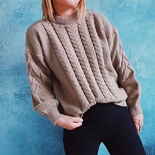 Women's Pullover Sweater Jumper Cable Knit Knitted Pure Color Turtleneck Stylish Casual Daily Going out Fall Winter White Blue S M L / Long Sleeve
Women's Pullover Sweater Jumper Cable Knit Knitted Pure Color Turtleneck Stylish Casual Daily Going out Fall Winter White Blue S M L / Long Sleeve