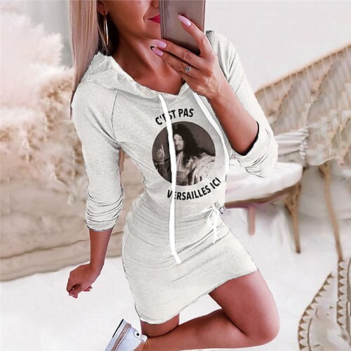 Women's Bodycon Short Mini Dress White Long Sleeve Print Letter Print Fall Spring Hooded Fashion 2022 S M L XL XXL 3XL
Women's Bodycon Short Mini Dress White Long Sleeve Print Letter Print Fall Spring Hooded Fashion 2022 S M L XL XXL 3XL