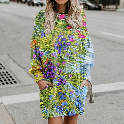 Women's Shift Dress Short Mini Dress Green Purple Yellow Long Sleeve Floral Pocket Print Fall Winter Hooded Casual 2022 S M L XL XXL 3XL
Women's Shift Dress Short Mini Dress Green Purple Yellow Long Sleeve Floral Pocket Print Fall Winter Hooded Casual 2022 S M L XL XXL 3XL