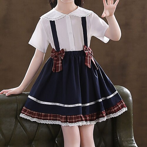 2 Pieces Kids Girls' Shirt & Skirt Clothing Set Outfit Color Block Short Sleeve Patchwork Cotton Set Vacation Active Daily Spring Summer 3-12 Years White
2 Pieces Kids Girls' Shirt & Skirt Clothing Set Outfit Color Block Short Sleeve Patchwork Cotton Set Vacation Active Daily Spring Summer 3-12 Years White