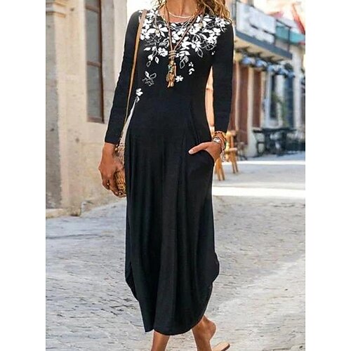Women's Long Dress Maxi Dress Black Long Sleeve Floral Ruched Winter Fall Autumn Crew Neck Modern Winter Dress Weekend Fall Dress 2022 S M L XL 2XL 3XL
Women's Long Dress Maxi Dress Black Long Sleeve Floral Ruched Winter Fall Autumn Crew Neck Modern Winter Dress Weekend Fall Dress 2022 S M L XL 2XL 3XL