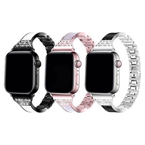 1pc Smart Watch Band Compatible with Apple iWatch 38/40/41mm 42/44/45mm Metal Rhinestone Luxury Adjustable Classic Clasp Metal Band for iWatch Smartwatch Strap Wristband for Series 7 / SE
1pc Smart Watch Band Compatible with Apple iWatch 38/40/41mm 42/44/45mm Metal Rhinestone Luxury Adjustable Classic Clasp Metal Band for iWatch Smartwatch Strap Wristband for Series 7 / SE