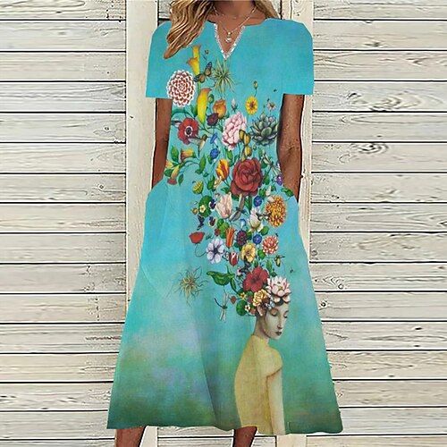 Women's A Line Dress Midi Dress Green Blue Purple Short Sleeve Floral Pocket Print Spring Summer V Neck Casual Vacation 2022 S M L XL XXL 3XL
Women's A Line Dress Midi Dress Green Blue Purple Short Sleeve Floral Pocket Print Spring Summer V Neck Casual Vacation 2022 S M L XL XXL 3XL
