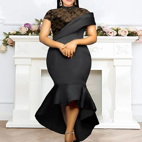 abito da sera taglie forti donna tinta unita dolcevita volant manica corta primavera autunno sexy maxi abito lungo abito da festa / pizzo
abito da sera taglie forti donna tinta unita dolcevita volant manica corta primavera autunno sexy maxi abito lungo abito da festa / pizzo