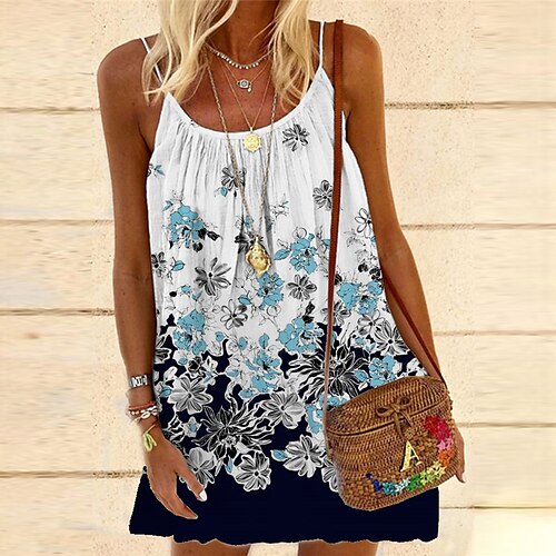Women's Shift Dress Short Mini Dress White Sleeveless Floral Print Spring Summer Spaghetti Strap Casual Vacation 2022 S M L XL XXL 3XL
Women's Shift Dress Short Mini Dress White Sleeveless Floral Print Spring Summer Spaghetti Strap Casual Vacation 2022 S M L XL XXL 3XL