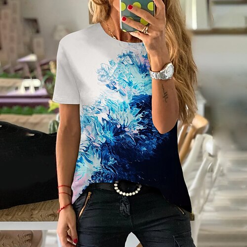 Women's T shirt Tee Floral Casual Holiday Weekend Floral Painting T shirt Tee Short Sleeve Print Round Neck Basic Essential Green Blue Purple S / 3D Print
Women's T shirt Tee Floral Casual Holiday Weekend Floral Painting T shirt Tee Short Sleeve Print Round Neck Basic Essential Green Blue Purple S / 3D Print