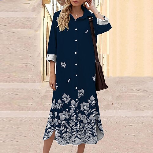Women's Shift Dress Midi Dress Blue Rainbow Navy Blue 3/4 Length Sleeve Floral Butterfly Animal Button Print Fall Spring Shirt Collar Casual Fashion 2022 S M L XL XXL 3XL
Women's Shift Dress Midi Dress Blue Rainbow Navy Blue 3/4 Length Sleeve Floral Butterfly Animal Button Print Fall Spring Shirt Collar Casual Fashion 2022 S M L XL XXL 3XL