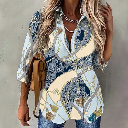 Women's Blouse Graphic Patterned Daily Weekend Blouse Shirt Long Sleeve Button Print Shirt Collar Casual Streetwear Blue S / 3D Print
Women's Blouse Graphic Patterned Daily Weekend Blouse Shirt Long Sleeve Button Print Shirt Collar Casual Streetwear Blue S / 3D Print