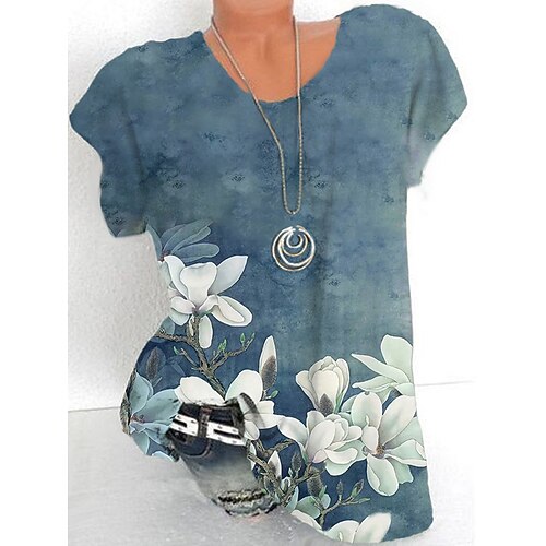 Women's Plus Size Tops T shirt Tee Floral Print Short Sleeve Crewneck Streetwear Daily Sports Cotton Spandex Jersey Spring Summer Blue LightBlue
Women's Plus Size Tops T shirt Tee Floral Print Short Sleeve Crewneck Streetwear Daily Sports Cotton Spandex Jersey Spring Summer Blue LightBlue