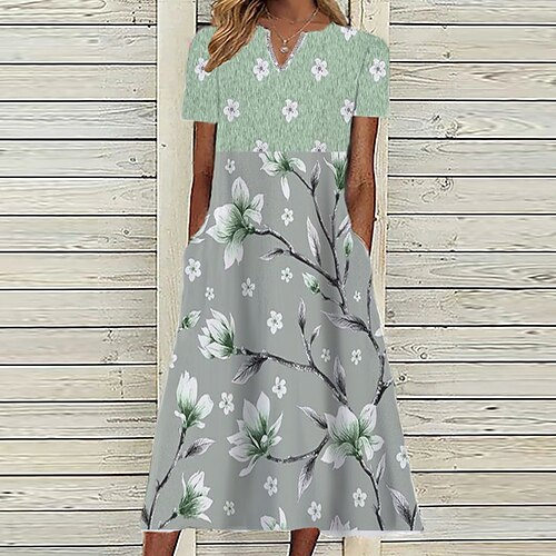 Mulheres Vestido casual Vestido midi Verde Manga Curta Floral Bolsos Primavera Verão Decote V 2022 S M L XL XXL 3XL
Mulheres Vestido casual Vestido midi Verde Manga Curta Floral Bolsos Primavera Verão Decote V 2022 S M L XL XXL 3XL