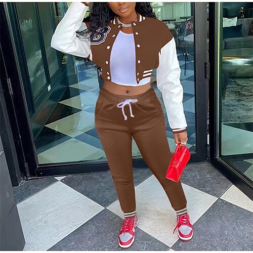 Women's Women Active Letter Daily Two Piece Set Pants Sets Bolero Top Pant Jogger Pants Patchwork Print Tops
Women's Women Active Letter Daily Two Piece Set Pants Sets Bolero Top Pant Jogger Pants Patchwork Print Tops