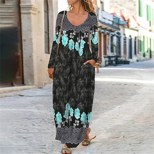 Women's Shift Dress Maxi long Dress Green Blue Purple Pink Royal Blue Long Sleeve Floral Pocket Print Fall Spring V Neck Casual 2022 XS S M L XL XXL 3XL 4XL 5XL 6XL
Women's Shift Dress Maxi long Dress Green Blue Purple Pink Royal Blue Long Sleeve Floral Pocket Print Fall Spring V Neck Casual 2022 XS S M L XL XXL 3XL 4XL 5XL 6XL