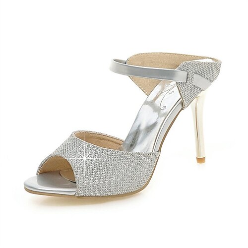 Femme Sandales Sandales scintillantes du quotidien Eté Talon Bottier Talon Aiguille Bout ouvert Minimalisme Cuir PU Mocassins Bloc de couleur Argent
Femme Sandales Sandales scintillantes du quotidien Eté Talon Bottier Talon Aiguille Bout ouvert Minimalisme Cuir PU Mocassins Bloc de couleur Argent