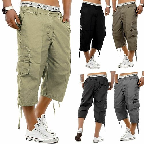 Men's Cargo Shorts Crop Multi Pocket Elastic Drawstring Design Solid Color Comfort Breathable Calf-Length Casual Daily Streetwear Cotton Blend Sports Fashion Black Light Grey Micro-elastic
Men's Cargo Shorts Crop Multi Pocket Elastic Drawstring Design Solid Color Comfort Breathable Calf-Length Casual Daily Streetwear Cotton Blend Sports Fashion Black Light Grey Micro-elastic