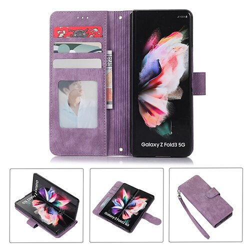 Phone Case For Samsung Galaxy Wallet Card Z Fold 3 with Wrist Strap Card Holder Slots Shockproof Solid Colored PU Leather
Phone Case For Samsung Galaxy Wallet Card Z Fold 3 with Wrist Strap Card Holder Slots Shockproof Solid Colored PU Leather