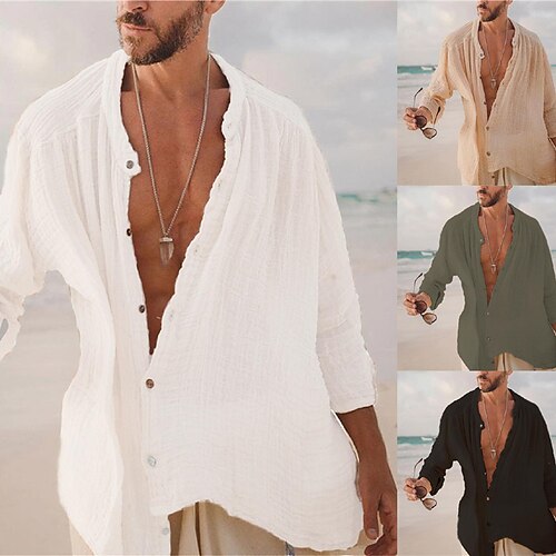 Men's Shirt Solid Color Collar Street Casual Button-Down Long Sleeve Tops Designer Casual Fashion Big and Tall Green White Black / Summer / Spring / Summer
Men's Shirt Solid Color Collar Street Casual Button-Down Long Sleeve Tops Designer Casual Fashion Big and Tall Green White Black / Summer / Spring / Summer