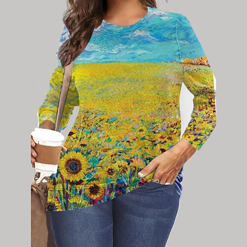 Women's Plus Size Tops Pullover Sweatshirt Hoodie Sweatshirt Sunflower Print Long Sleeve Crewneck Streetwear Daily Vacation Microfiber Fall Winter Yellow
Women's Plus Size Tops Pullover Sweatshirt Hoodie Sweatshirt Sunflower Print Long Sleeve Crewneck Streetwear Daily Vacation Microfiber Fall Winter Yellow